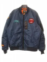 ショット SCHOTT × STUSSY STUSSYGEAR MA-1 XL 3132075 フライトジャケット ワッペン ネイビー 【ブランド古着ベクトル】【中古】260427のサムネイル