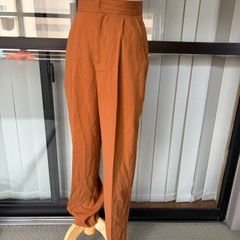 難あり　MOUSSY マウジー タックテーパードパンツ ブラウン サイズ1 ハイウエスト
