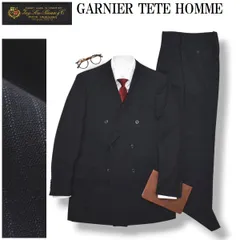 ガルニエ テットオム GARNIER TETE HOMME ロロピアーナ Loro Piana FOUR SEASONS SUPER100’s ダブルストライプ柄 ダブル 6B スーツ 通年 M ネイビー メンズのサムネイル