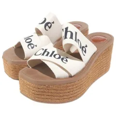 Chloe (クロエ) ロゴプリント ウェッジソール 厚底 ヒール サンダル シューズ ベージュ/ブラウン レディースのサムネイル