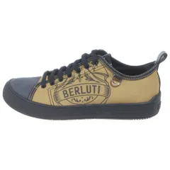 Berluti (ベルルッティ) スニーカー プレイタイム グラウンド キャンバス クレスト ブラック/カーキ サイズ8 1/2のサムネイル