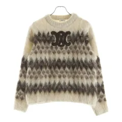 CELINE (セリーヌ) トリオンフ フェアアイル柄 モヘヤニット カシミヤ 長袖 セーター #S ブラウン RY03N0123.FYW7のサムネイル