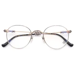 CHROME HEARTS (クロムハーツ) BUBBA-A クロステンプル メタルフレーム ラウンド眼鏡 アイウェア シルバー/ブラック -のサムネイル