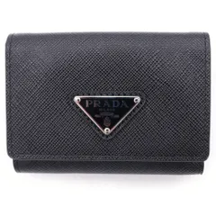 PRADA (プラダ) サフィアーノ トライアングルロゴ 3つ折り財布 ブラック 2MH042のサムネイル
