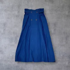 HIROKO KOSHINO ヒロココシノ フレアロングスカート M ブルー 日本製 フロントボタン フラップポケット マキシ丈 マキシスカート 青 鮮やか Aライン コシノヒロコ 洗える ポリエステル カジュアル きれいめ トラッドのサムネイル