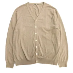 Papas パパス カーディガン ニット セーター コットン 無地 Vネック L ベージュ メンズ 古着 中古 USEDのサムネイル