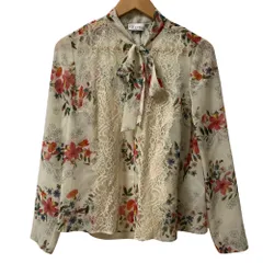 未使用 RED VALENTINO レッドヴァレンティノ フラワーレース ボウタイ シアーブラウス サイズ38 ライトベージュ レディース 古着 中古 USEDのサムネイル