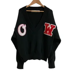 美品 Off-White オフホワイト ウィメンズVネックコットンプルオーバー セーター OWHD014R21KNI001 サイズ42 ブラック レディース 古着 中古 USEDのサムネイル