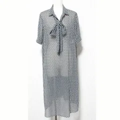 美品 MACKINTOSH LONDON マッキントッシュロンドン 総柄 シアー シャツワンピース G5J17-355-28 サイズ40 ブラック レディース 古着 中古 USEDのサムネイル