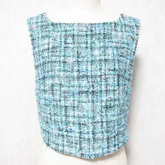 美品 AURALEE オーラリー HOMESPUN SUMMER TWEED CAMISOLE ツイードキャミソール ノースリーブ トップス A23ST04HW サイズ1 ブルー レディース 古着 中古 USEDのサムネイル