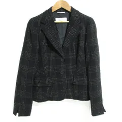 美品 Max Mara マックスマーラ チェック ウールツイード テーラードジャケット 44サイズ ブラック レディース 古着 中古 USEDのサムネイル