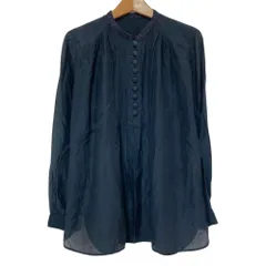 美品 OLD ENGLAND オールドイングランド ロングスリーブシルクブレンド コットンブラウス 569-50107221 サイズ36 ブラック レディース 古着 中古 USEDのサムネイル
