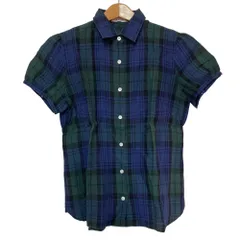 美品 OLD ENGLAND オールドイングランド チェック ショートスリーブ リネンシャツ 57106411 サイズ38 ネイビー グリーン レディース 古着 中古 USEDのサムネイル