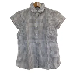 美品 OLD ENGLAND オールドイングランド ラウンドカラー チェック ショートスリーブブラウス 57106551 サイズ36 ブルー イエロー レディース 古着 中古 USEDのサムネイル
