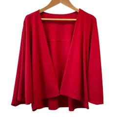 美品 ISSEY MIYAKE イッセイミヤケ ドルマンカーディガン ボレロ IM81JO007 サイズ2 レッド レディース 古着 中古 USEDのサムネイル