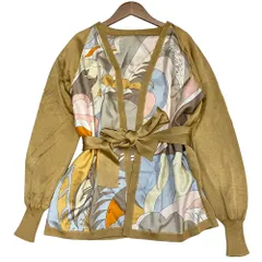 美品 EMILIO PUCCI エミリオプッチ プッチ柄 シルクコンビ カーディガン ニットトップス アンサンブル S ベージュ レディース 古着 中古 USEDのサムネイル