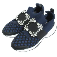 新品同様 Roger Vivier ロジェヴィヴィエ ヴィヴラン クリスタルバックル スニーカー サイズ36.5 23.5cm相当 ネイビー レディース 古着 中古 USEDのサムネイル