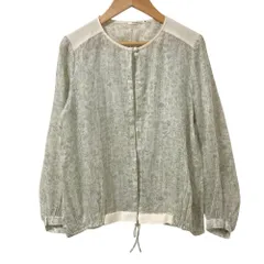 mina perhonen ミナペルホネン letter of flower シャツ ブラウス dr1604 サイズ36 グリーン ベージュ レディース 古着 中古 USEDのサムネイル