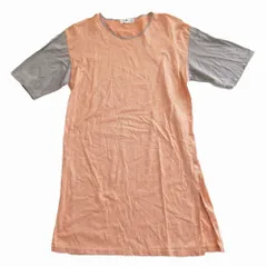 HIROKO KOSHINO ヒロコ・コシノ 半袖Ｔシャツ ロング丈 スリット オレンジ×グレー 9【M】 レディース 【中古】のサムネイル