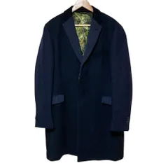美品 ETRO エトロ 裏地プラントプリント ヘリンボーン ウール チェスターコート サイズ56 ネイビー メンズ 古着 中古 USEDのサムネイル