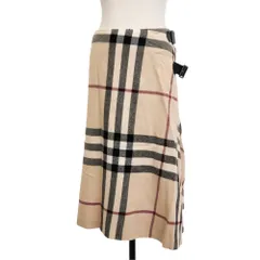 良品 BURBERRY LONDON バーバリーロンドン ビッグノバチェック フレア ラップスカート 38 ベージュ レディース 古着 中古 USEDのサムネイル