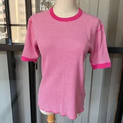 Healthknit ヘルスニット ボーダーTシャツ 半袖 ピンク ホワイト S レディース コットン混のサムネイル