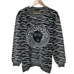 美品 VERSACE ヴェルサーチ ヴィンテージ メデューサ ニット セーター M ホワイト ブラック レディース 古着 中古 USEDのサムネイル