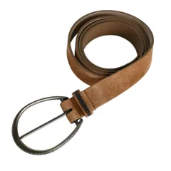 美品 Brunello Cucinelli ブルネロクチネリ モニーレ スエードレザー ピンバックルベルト Ｓ ブラウンベージュ レディース 古着 中古 USEDのサムネイル