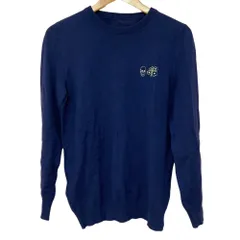 美品 lucien pellat-finet ルシアンペラフィネ スカル クローバーモチーフ クルーネック カシミヤニット セーター M ネイビー メンズ 古着 中古 USEDのサムネイル