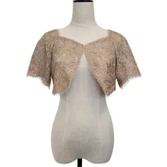 美品 FOXEY フォクシー Embroidery Bolero コード刺繡 ショートスリーブ ボレロ カーディガン 34571 サイズ40 ベージュ レディース 古着 中古 USEDのサムネイル