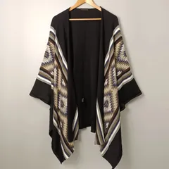 ★日本製★ ドゥーズイエムクラス L'Appartement DEUXIEME CLASSE チマヨ柄ポンチョカーデガン 【ONE／フリーサイズ相当】 ブラック／黒のサムネイル