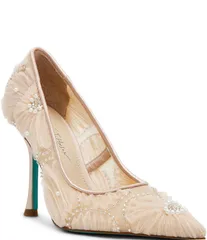 ベッツィジョンソン レディース シューズ パンプス メッシュ Blue by Betsey Johnson Roxie Mesh Pearl Embellished Stiletto Pumps Nuのサムネイル