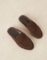 エイソス レディース シューズ スリッポン・ローファー スエード ローファー ASOS DESIGN Mellow premium loafer mules in chocolate suede Chのサムネイル