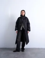 トップショップ レディース アウター コート スタンドネック ジャケット Topshop funnel neck longline belted puffer jacket Black ブラックのサムネイル