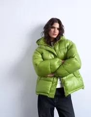 トップショップ レディース アウター ジャケット・ブルゾン ジャケット Topshop high shine ripstop puffer jacket in bright bright greenのサムネイル
