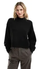 モンキ レディース アウター ニット・セーター タートルネック セーター ニット Monki knitted turtleneck sweater Black ブラックのサムネイル