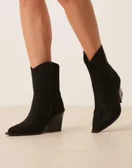 エイソス レディース シューズ ブーツ・レインブーツ スエード ブーツ ヒール ASOS DESIGN Remedy heeled western boots suedette Black suedeのサムネイル