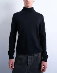 トップマン メンズ アウター ニット・セーター ウール Topman essential roll neck with wool Black ブラックのサムネイル