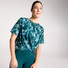 キャリー レディース トップス Tシャツ CALIA Womens Tissue Texture Twistee Moss Print Sea Green グリーンのサムネイル