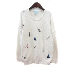 ルトロワ Letroyes ニット セーター 刺繍 長袖 F 白 アイボリー /MNのサムネイル