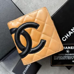 CHANEL シャネル カンボンライン 2つ折り財布 コンパクト がま口 ベージュ レザー ココマークのサムネイル