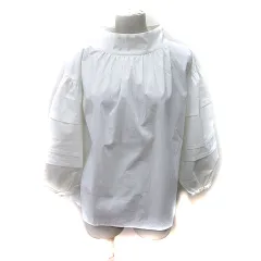 マーリエパーエフデ Maglie par ef-de シャツ ブラウス プルオーバー 長袖 シアー 9 M 白 ホワイト /YIのサムネイル