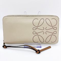 美品】LOEWE ロエベ アナグラム パンチング ラウンドファスナー 長財布 