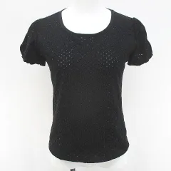 ダナパリ DANAPARIS 水玉 ドット 半袖 Tシャツ カットソー 40 黒系 ブラック 日本製 刺繍のサムネイル