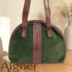 【ヴィンテージ】Aigner ショルダーバッグ グリーン ブラウンのサムネイル