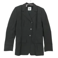 DKNY DONNA KARAN NEW YORK ダナキャランニューヨーク テーラードジャケット チョークストライプ柄 3B ノッチドラペル 総裏地 ノーベント 開き見せ グレー 2【S】 レディース 【中古】のサムネイル