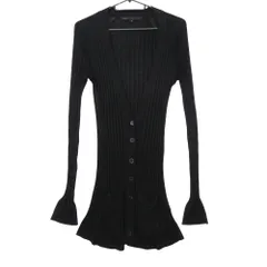 MARC BY MARC JACOBS マークバイマークジェイコブス カーディガン リブニット ロング トップス Vネック 長袖 太リブ ストレッチ ブラック S【S】 レディース 【中古】のサムネイル