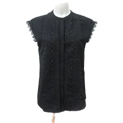 ロッソ ROSSO アーバンリサーチ シャツ ブラウス ノースリーブ 切替 刺繍 レース F 黒 ブラック /YIのサムネイル