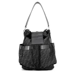 フェンディ リュック ドローストリング FFジャカード/レザー 7VZ056 FENDI バッグパック 黒のサムネイル