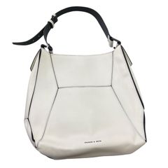 極美品】チャールズ&キース ナスリン ジオメトリックトートバッグ 白